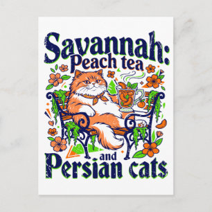 Savannah-Pfirsich-Tee und persische Katzen Postkarte