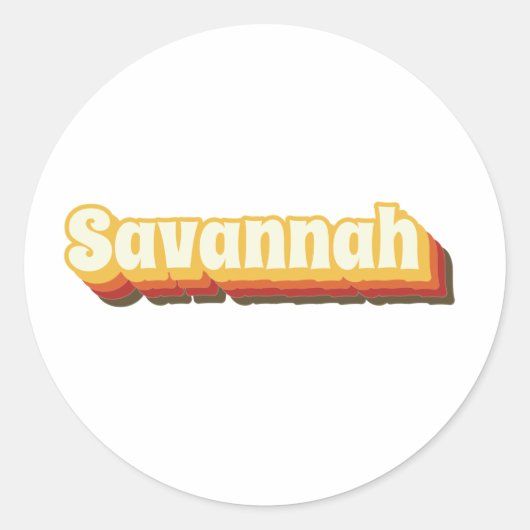 Savannah Retro Vintager Text Runder Aufkleber (Vorderseite)