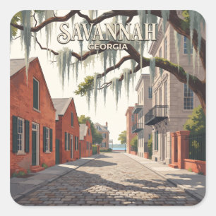 Savannah River Street — Bemooste südliche Straßens Quadratischer Aufkleber