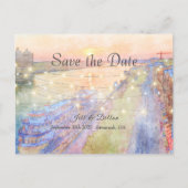 Savannah River Sunset Watercolor Wedding Ankündigungspostkarte (Vorderseite)