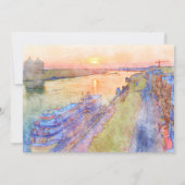 Savannah River Sunset Watercolor Wedding Einladung (Rückseite)