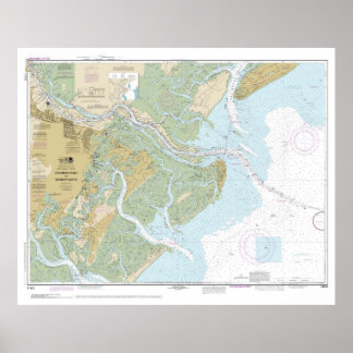 Savannah River und Wassaw Sound 11512 mit Grenze Poster