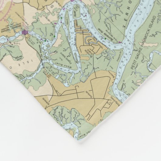 Savannah River und Wassaw Sound Nautical Chart Fleecedecke (Ecke)