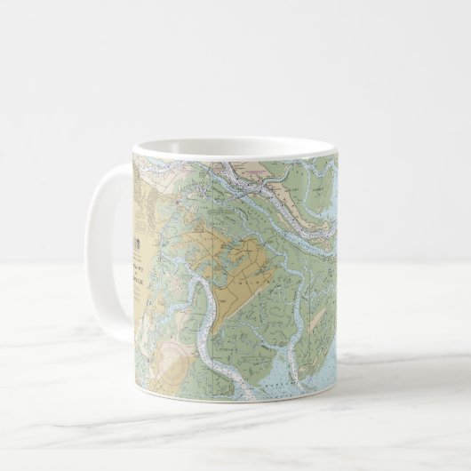 Savannah River und Wassaw Sound Nautical Chart Kaffeetasse (Vorderseite Links)
