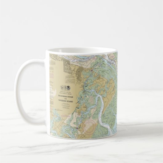 Savannah River und Wassaw Sound Nautical Chart Kaffeetasse (Links)