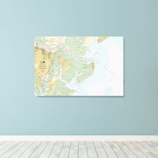 Savannah River und Wassaw Sound Nautical Chart Leinwanddruck (Insitu (Holzboden))