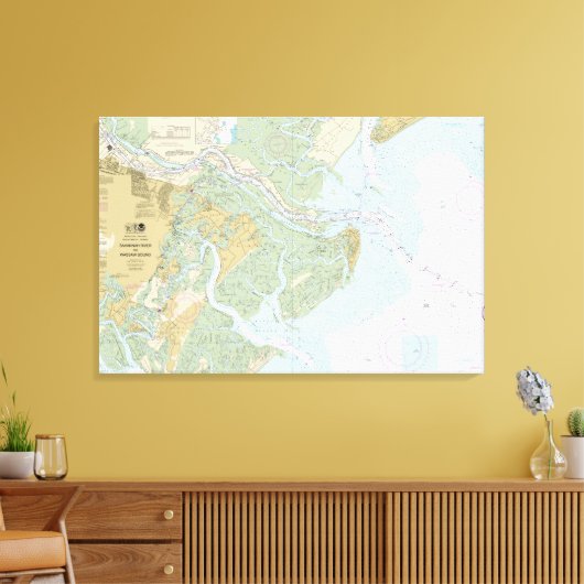 Savannah River und Wassaw Sound Nautical Chart Leinwanddruck (Insitu (Wohnzimmer))
