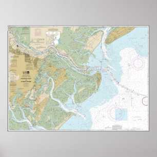 Savannah River und Wassaw Sound Nautical Chart Poster