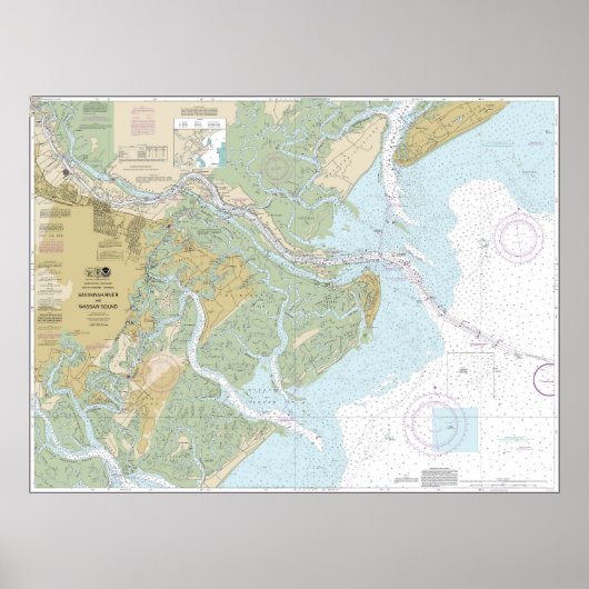 Savannah River und Wassaw Sound Nautical Chart Poster (Vorne)