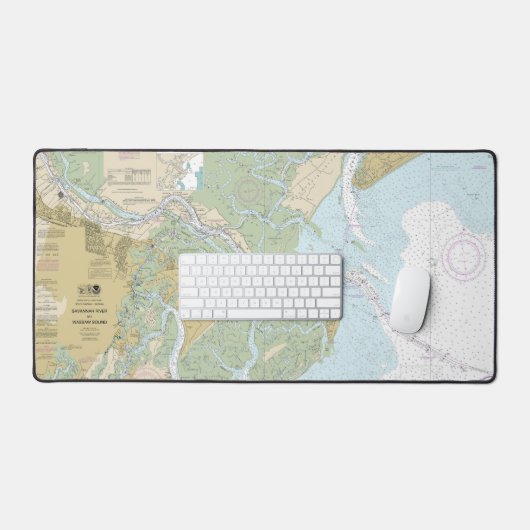 Savannah River und Wassaw Sound Nautical Chart Schreibtischunterlage (Tastatur & Maus)