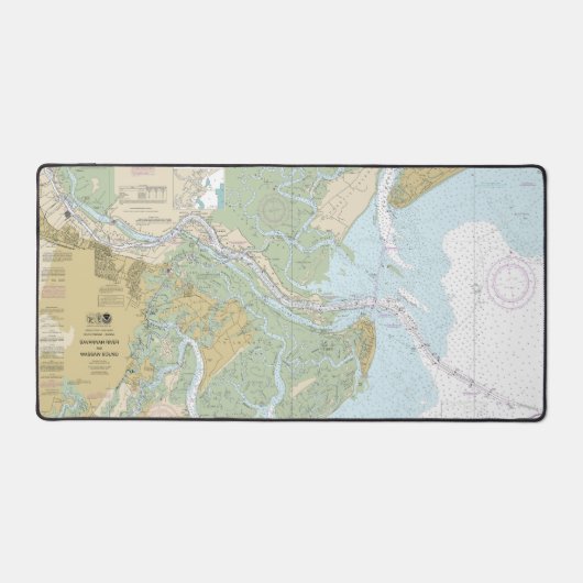 Savannah River und Wassaw Sound Nautical Chart Schreibtischunterlage (Vorderseite)
