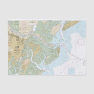 Savannah River und Wassaw Sound Nautical Chart Seidenpapier