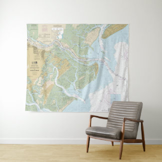 Savannah River und Wassaw Sound Nautical Chart Wandteppich