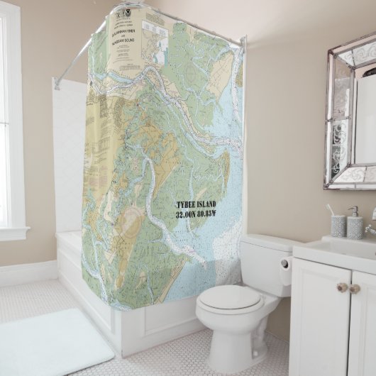 Savannah River und Wassaw Sound - Schönes Diagramm Duschvorhang (Beispiel)