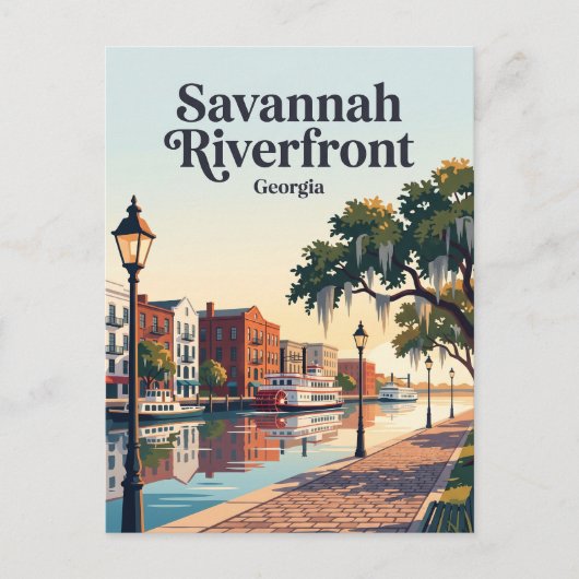 Savannah Riverfront Georgia Postkarte (Vorderseite)