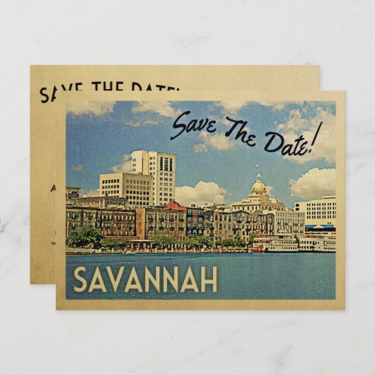 Savannah Save the Date Georgia Ankündigungspostkarte (Vorne/Hinten)