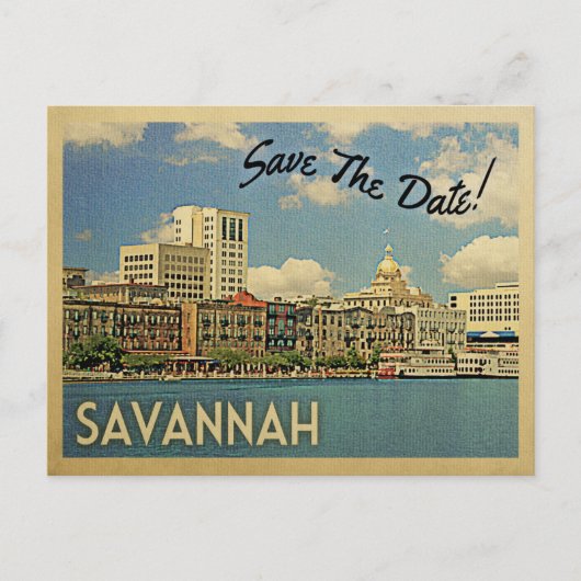 Savannah Save the Date Georgia Ankündigungspostkarte (Vorderseite)