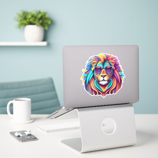 Savannah Serenity Lion Sticker Bliss (Laptop auf Schreibtisch)