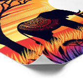 Savannah Silhouetten: Ein Sonnenuntergang Poster (Ecke)