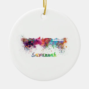 Savannah Skyline in Aquarell Keramik Ornament