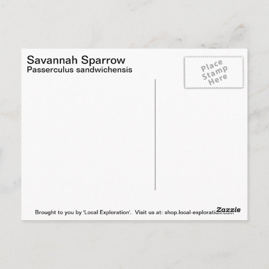 Savannah Sparrow Postkarte (Rückseite)