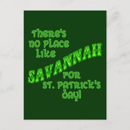 SAVANNAH St Patricks Day Postkarte (Vorderseite)