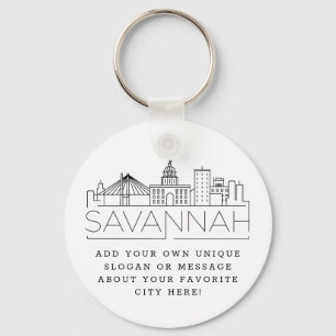 Savannah Stylized Skyline Custom Slogan Schlüssel Schlüsselanhänger