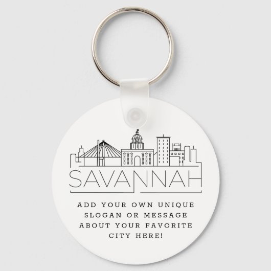 Savannah Stylized Skyline Custom Slogan Schlüssela Schlüsselanhänger (Vorderseite)