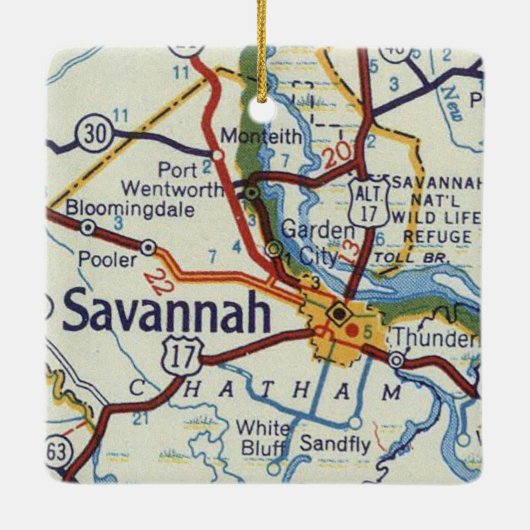 Savannah Vintage Karte Keramikornament (Rückseite)