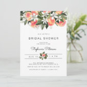 Savannah - Wasserfarben Peach Floral Brautparty Einladung (Stehend Vorderseite)