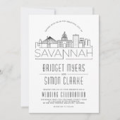 Savannah Wedding | Stilisierte Skyline-Einladung Einladung (Vorderseite)