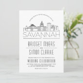 Savannah Wedding | Stilisierte Skyline-Einladung Einladung (Stehend Vorderseite)