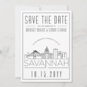 Savannah Wedding | Stilisierte Skyline Save the Da Einladung (Vorderseite)