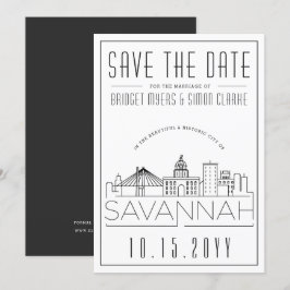 Savannah Wedding | Stilisierte Skyline Save the Da Einladung