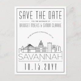 Savannah Wedding | Stilisierte Skyline Save the Da Postkarte