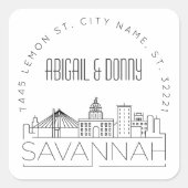 Savannah Wedding | Voradressierter Umschlag Aufkle Quadratischer Aufkleber (Vorderseite)