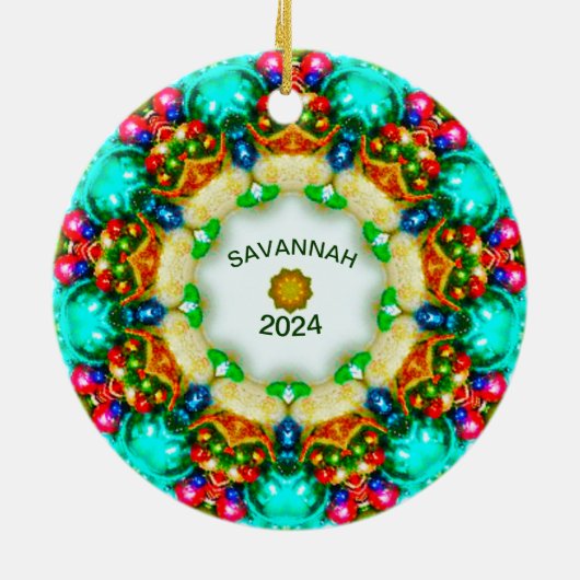 SAVANNAH~ Weihnachtsbilder Personalisierten Frakta Keramik Ornament (Hinten)