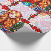 SAVANNAH ~ Weihnachtsmädchen und Katze ~ Geschenkpapier (Ecke)