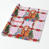 SAVANNAH ~ Weihnachtsmädchen und Katze ~ Geschenkpapier (Ungerollt)