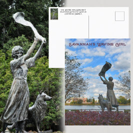 Savannahs Waving Girl Monument Fotografisch Postkarte