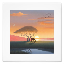 Savanne Golden Sunset Pferdefrieden Zuhause Fotodruck