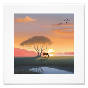 Savanne Golden Sunset Pferdefrieden Zuhause Fotodruck