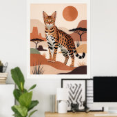 Savanne-Katzen-Landschaft Boho-Kunstprint Poster (Heimbüro)