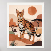 Savanne-Katzen-Landschaft Boho-Kunstprint Poster (Vorne)