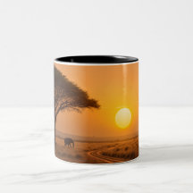 Savanne-Sonnenuntergang-Tasse