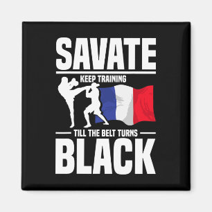 Savate-Training Schwarz Gürtel Kampfsport Französi Magnet