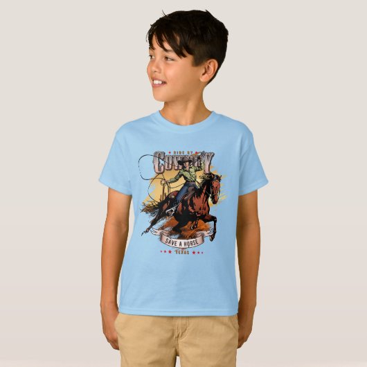 Save A Horse; Ride A Cowboy | Kids T-Shirt (Vorne ganz)