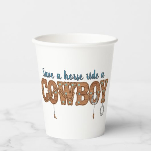 save a horse ride a cowboy  pappbecher (Vorderseite)