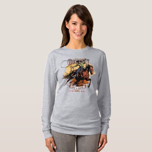 Save A Horse; Ride A Cowboy | Women Long Sleeve T-Shirt (Vorne ganz)