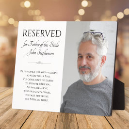 Save A Seat Father of Bride Photo Memorial Wedding Fotoplatte